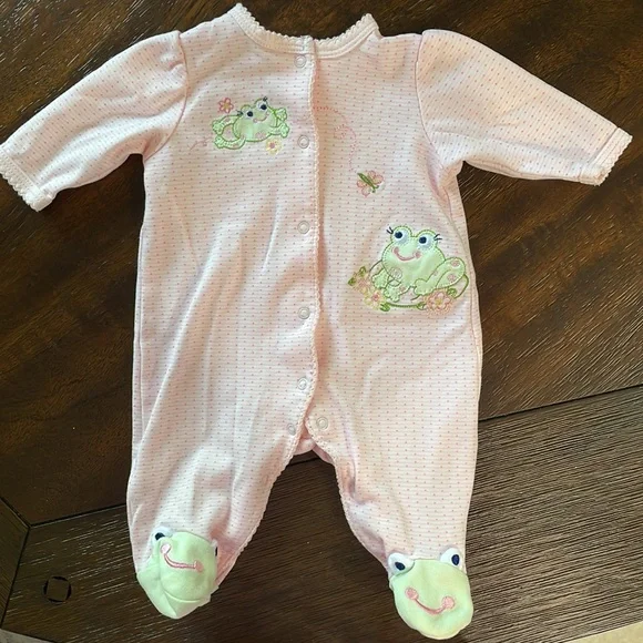 Little Me Frog Friends Footed One-Piece - Picture 2 of 7